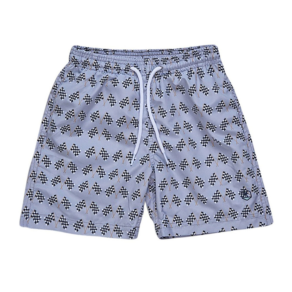 Peralina Zack Gri Bayrak Desenli Deniz Şortu