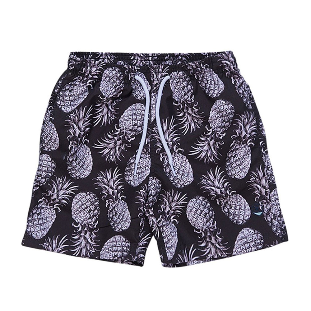 Peralina Zack Siyah Ananas Desenli Deniz Şortu