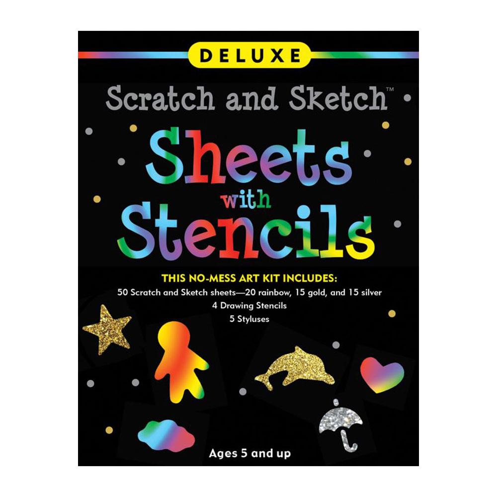 Peter Pauper Press Scratch & Sketch Sheets with Stencils Kazı ve Öğren Aktivite Kitabı