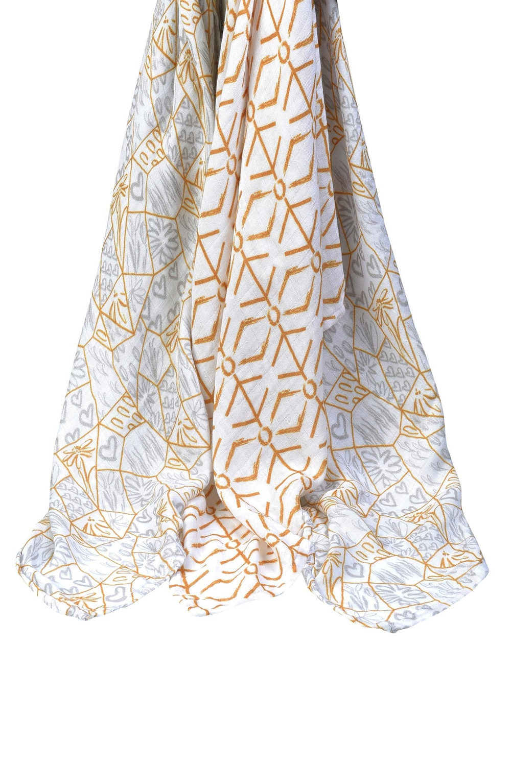 Posh Baby Gri Çiçek Hardal Geo 3'lü Müslin 65x65 cm 