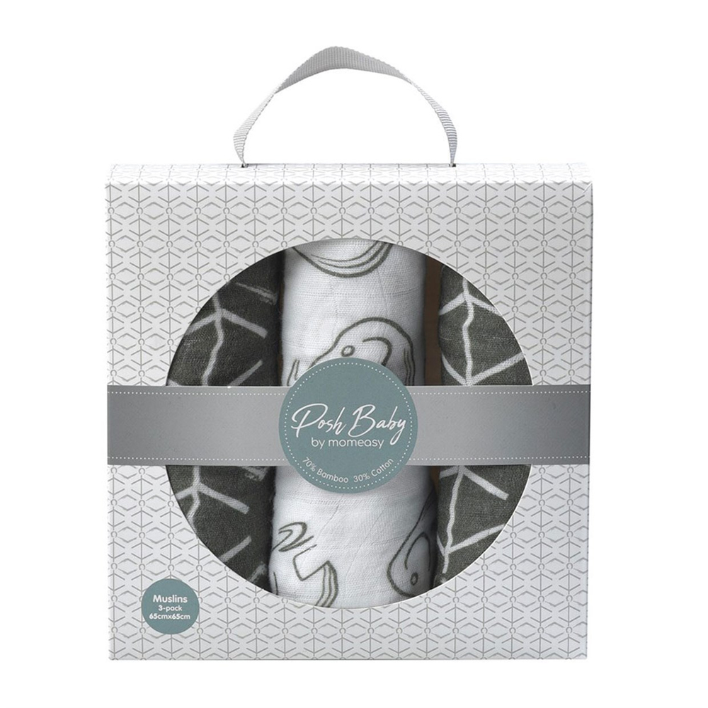 Posh Baby Haki Geo Haki Fil 3'lü Müslin 65x65 cm 
