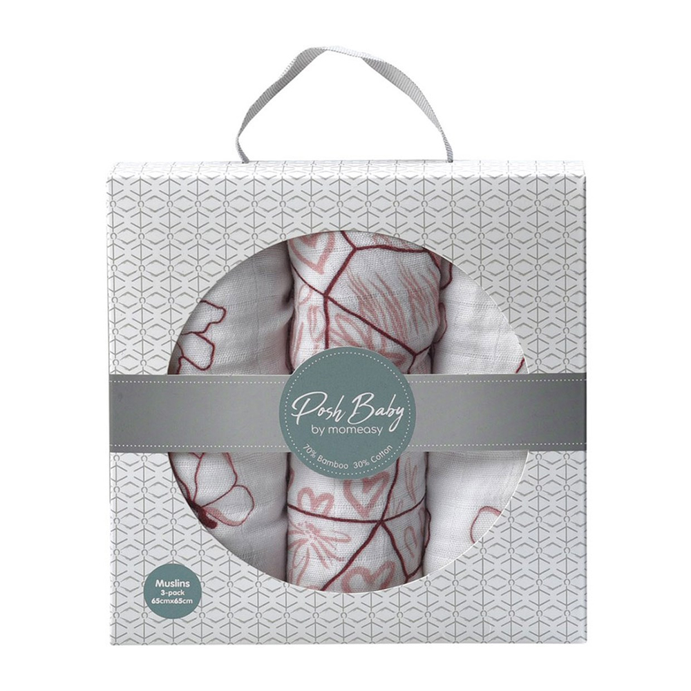 Posh Baby Kelebek Çiçek 3'lü Müslin 65x65 cm 