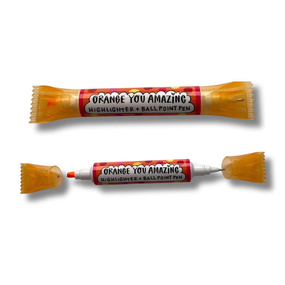 Rachel Ellen Design Fosforlu ve Tükenmez Çift Taraflı Kalem Turuncu