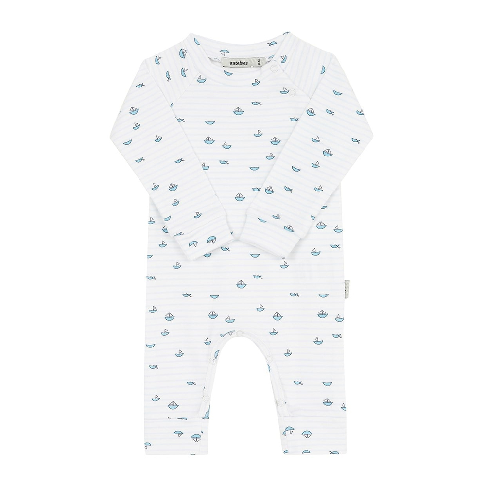 Sailing Time Print Onesie Uzun Kollu Tulum