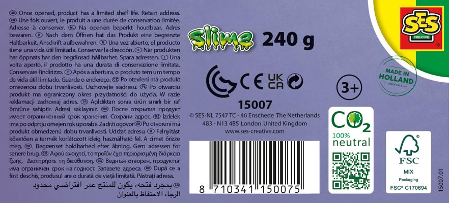 Ses Creative Slime Karanlıkta Parlayan  2x120 gr