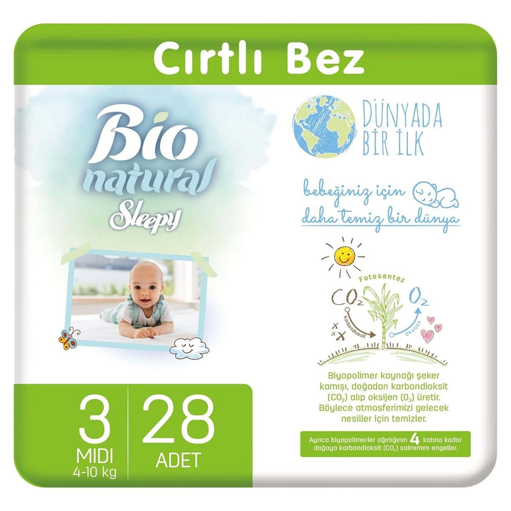 SLEEPY - Bio Natural Bebek Bezi 3 Numara Midi 28 Adet