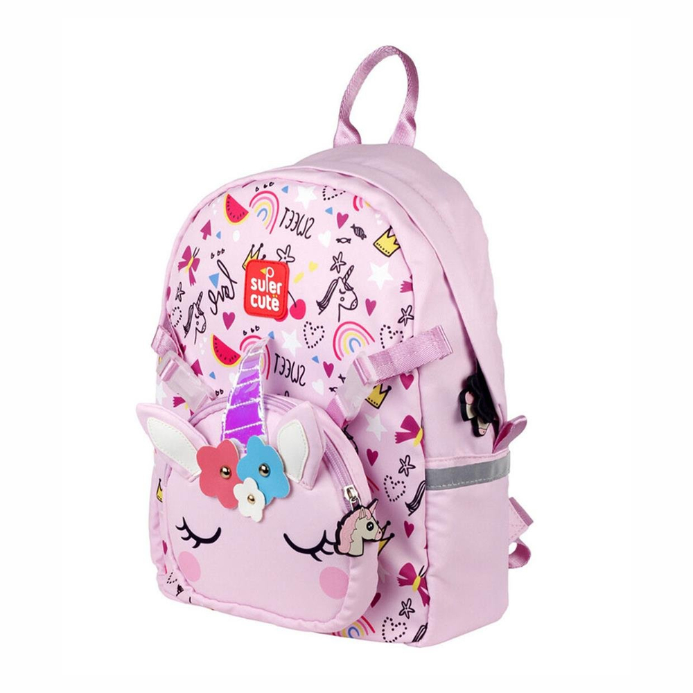 Supercute Two-in-One Unicorn Sırt Çantası Pembe