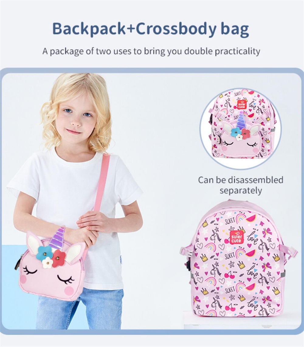 Supercute Two-in-One Unicorn Sırt Çantası Pembe