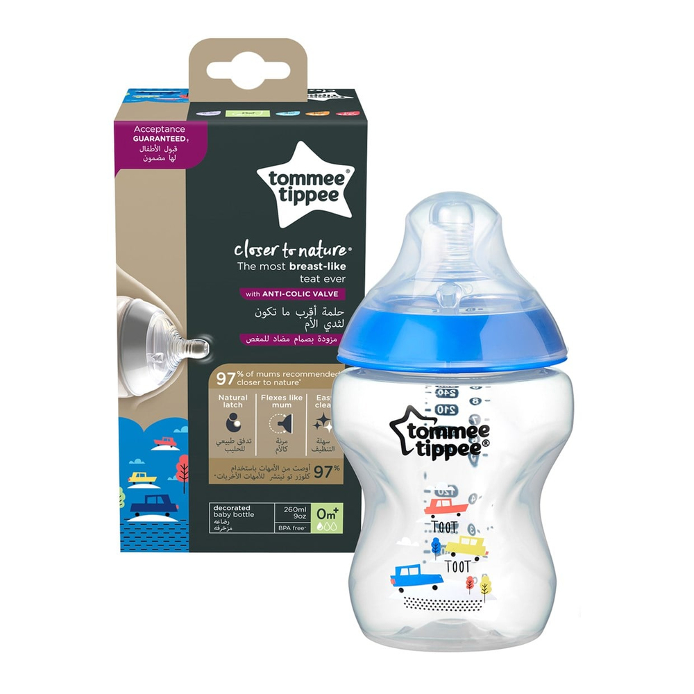 Tommee Tippee 1x260 ml PP Closer to Nature Biberon Mavi