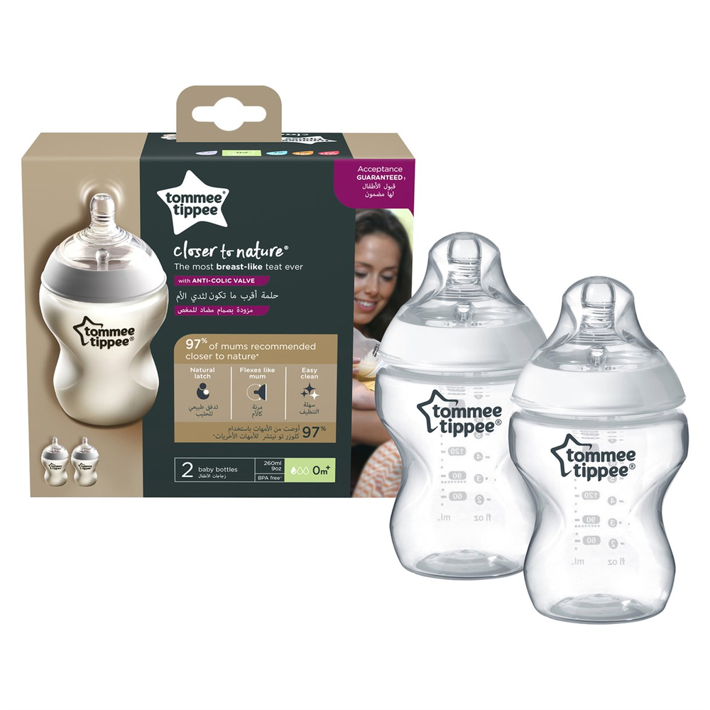 Tommee Tippee 2x260 ml PP Closer to Nature Biberon Beyaz