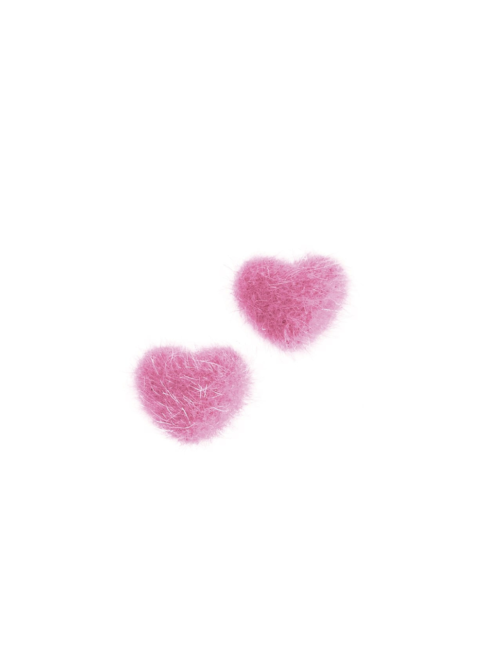 Tres Jolie Lollie Tüylü Kalp Klips Küpe Açık Pembe