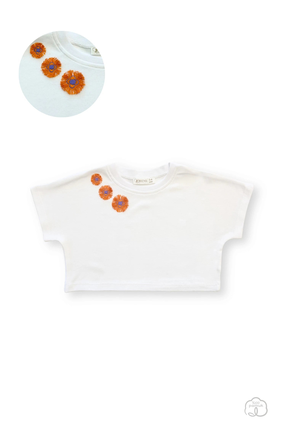 Tüy Çiçekli Crop T-shirt