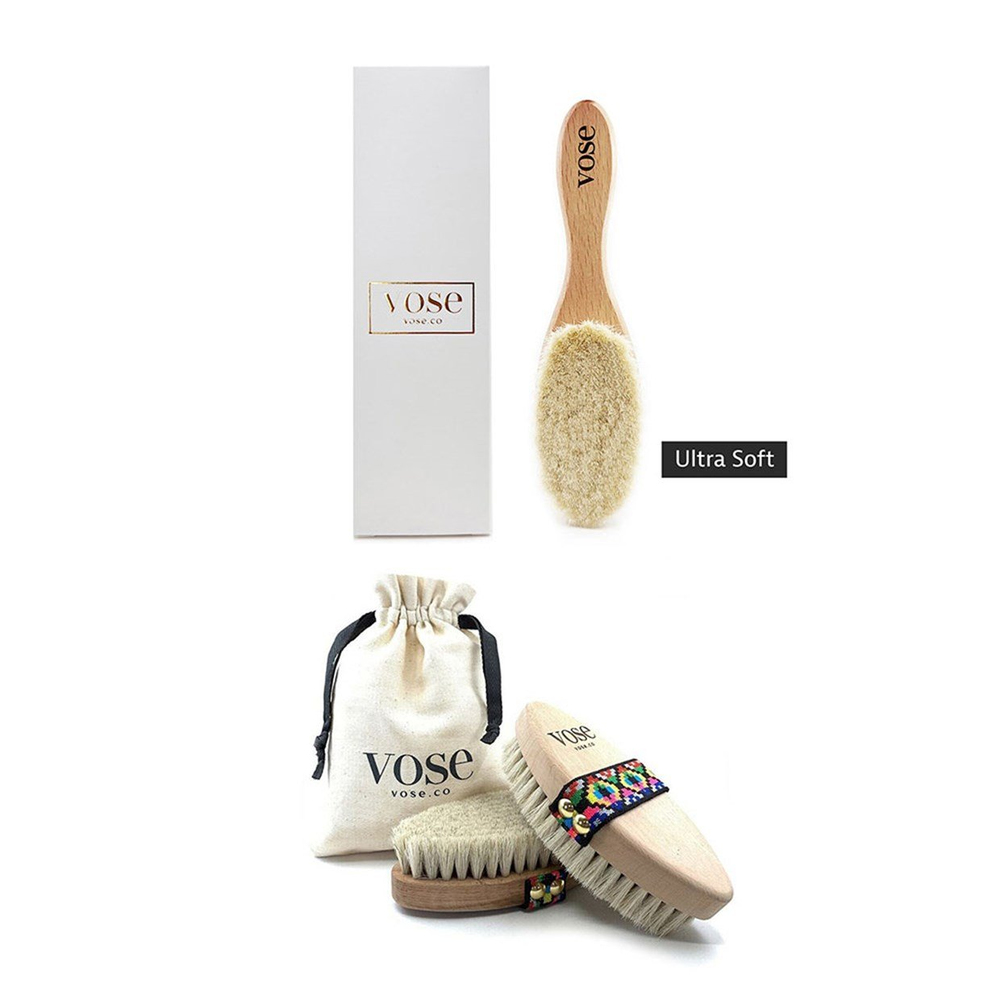 Vose Anne Bebek Seti Vücut Fırçası & Keçi Kılı Bebek Saç Fırçası