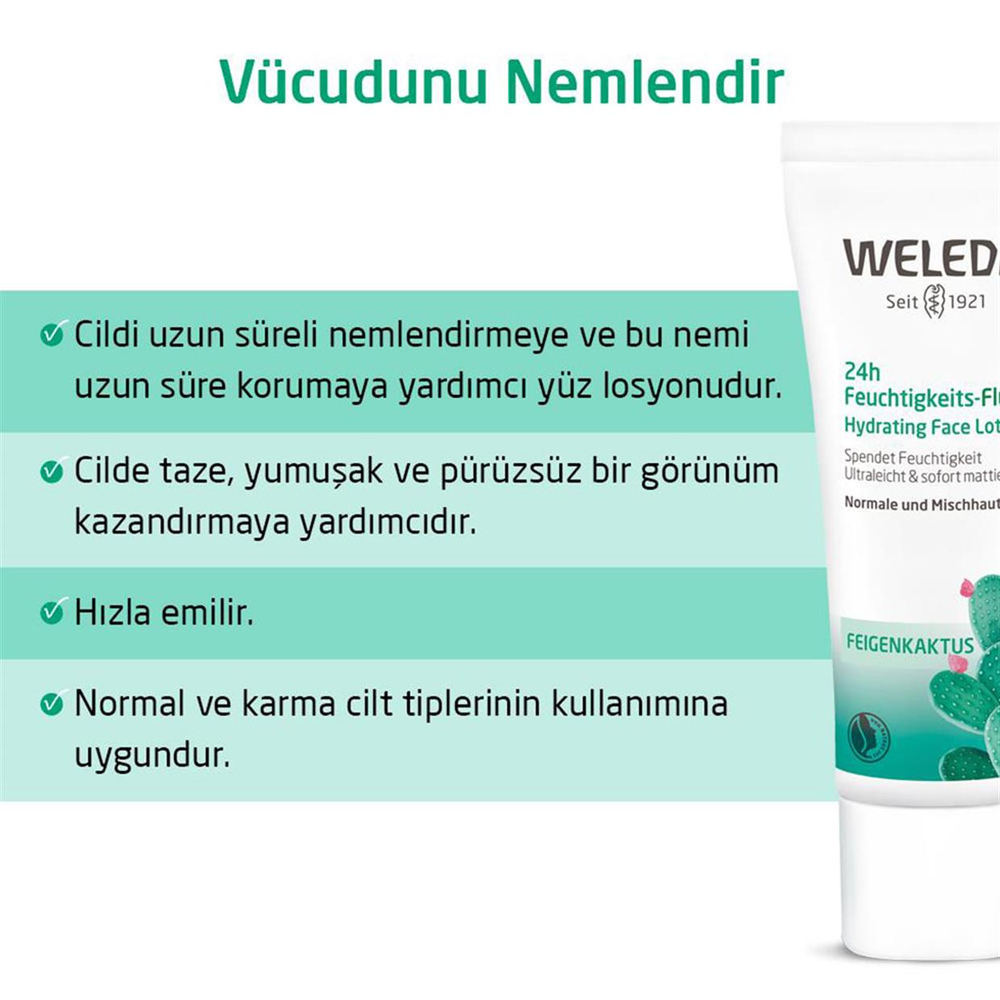 Weleda Cactus 24h Organik Nemlendirici Yüz Losyonu 30 m