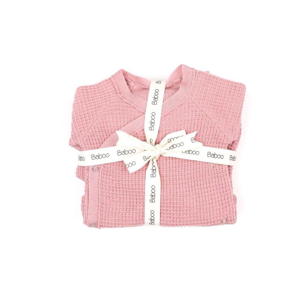 Yenidoğan Waffle Organik Pamuk 4lü Hastane Çıkışı Set Pembe