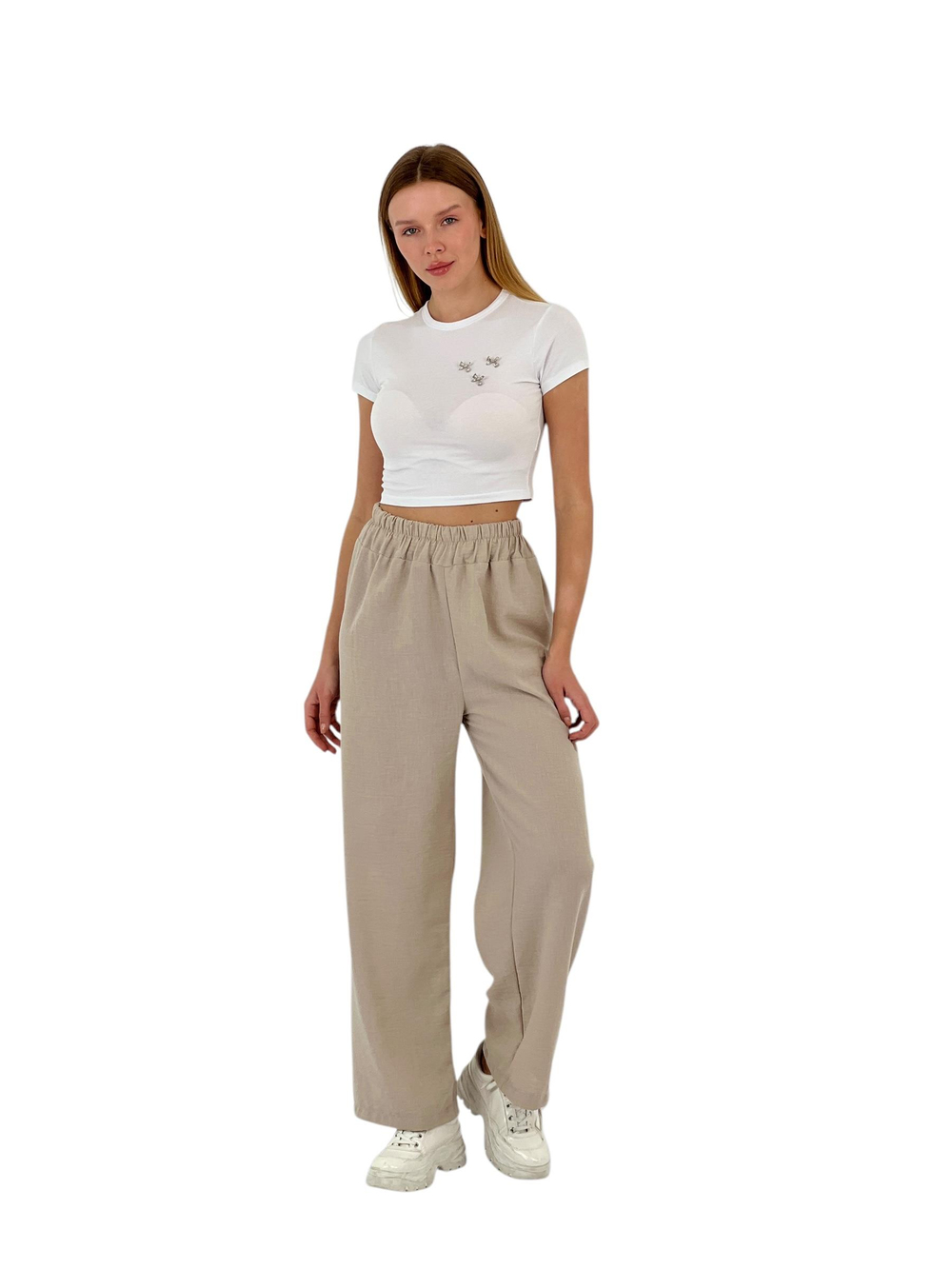 45364DA DÜZ KETEN BOL PANT.