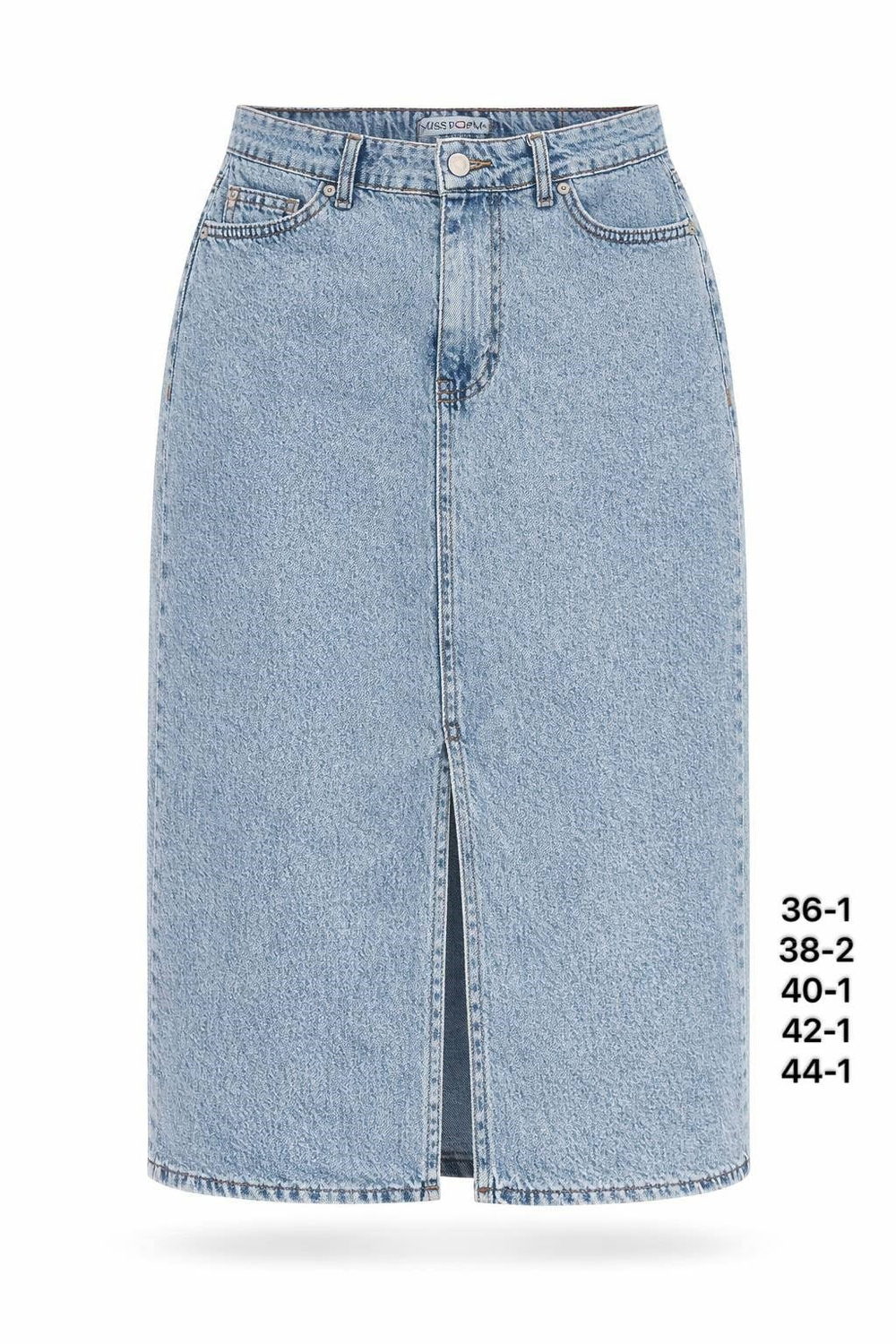 Kadın A.Mavi Yırtmaç Detaylı Denim Midi Etek-75472