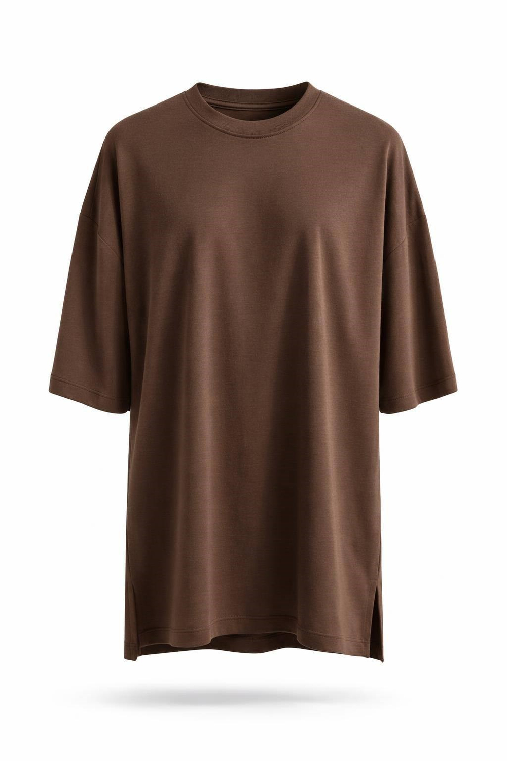 Kadın Oversize Kısa Kol Kahverengi T-Shirt-DA15772