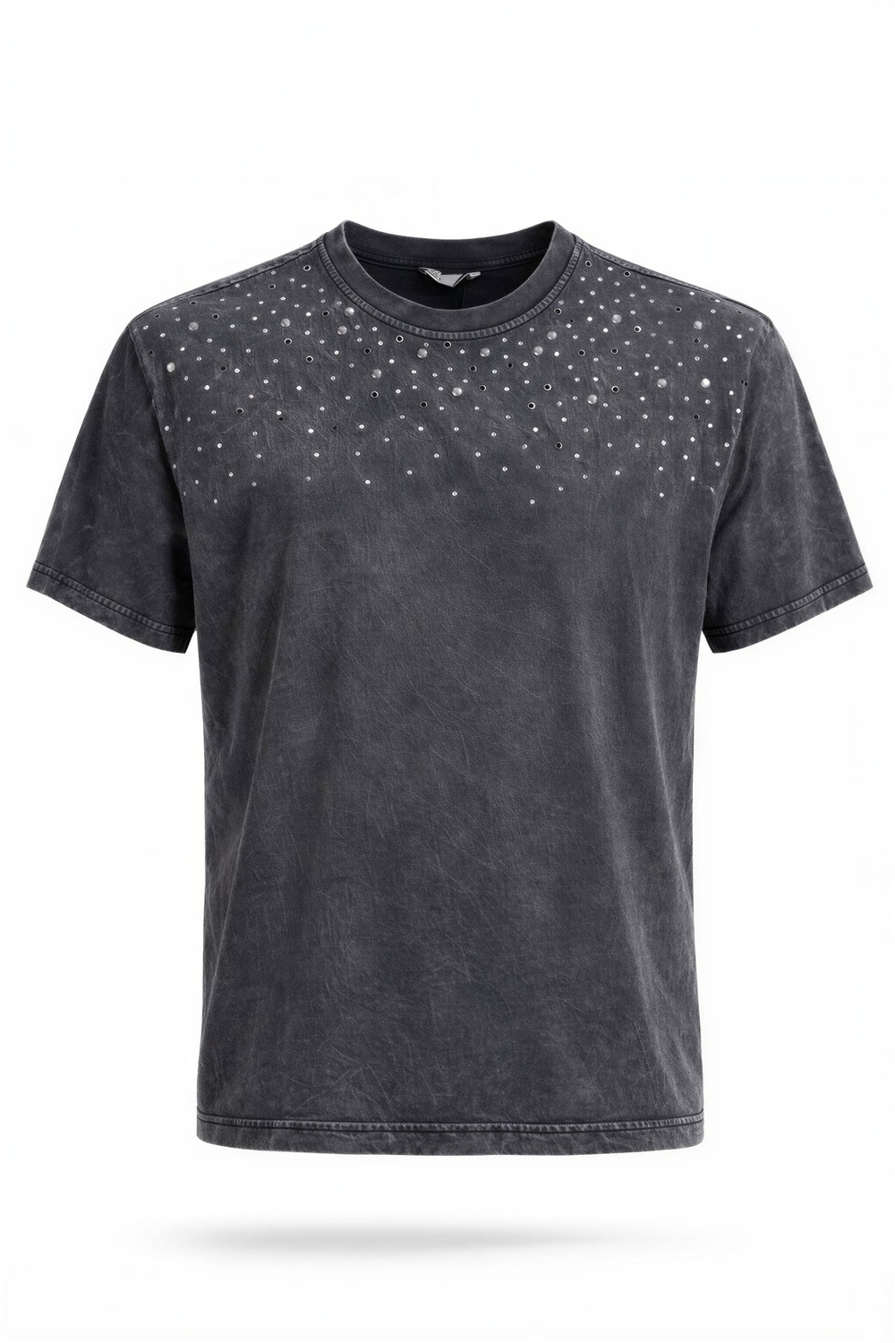 Kadın Siyah Taş Detaylı %100 Pamuk T-Shirt-15768-8