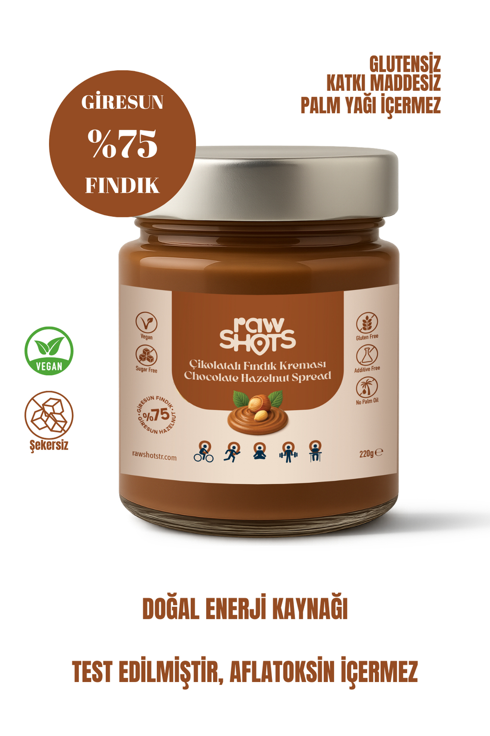 Sağlıklı AtıştırmalıkÇikolatalı Fındık Kreması 220 gr