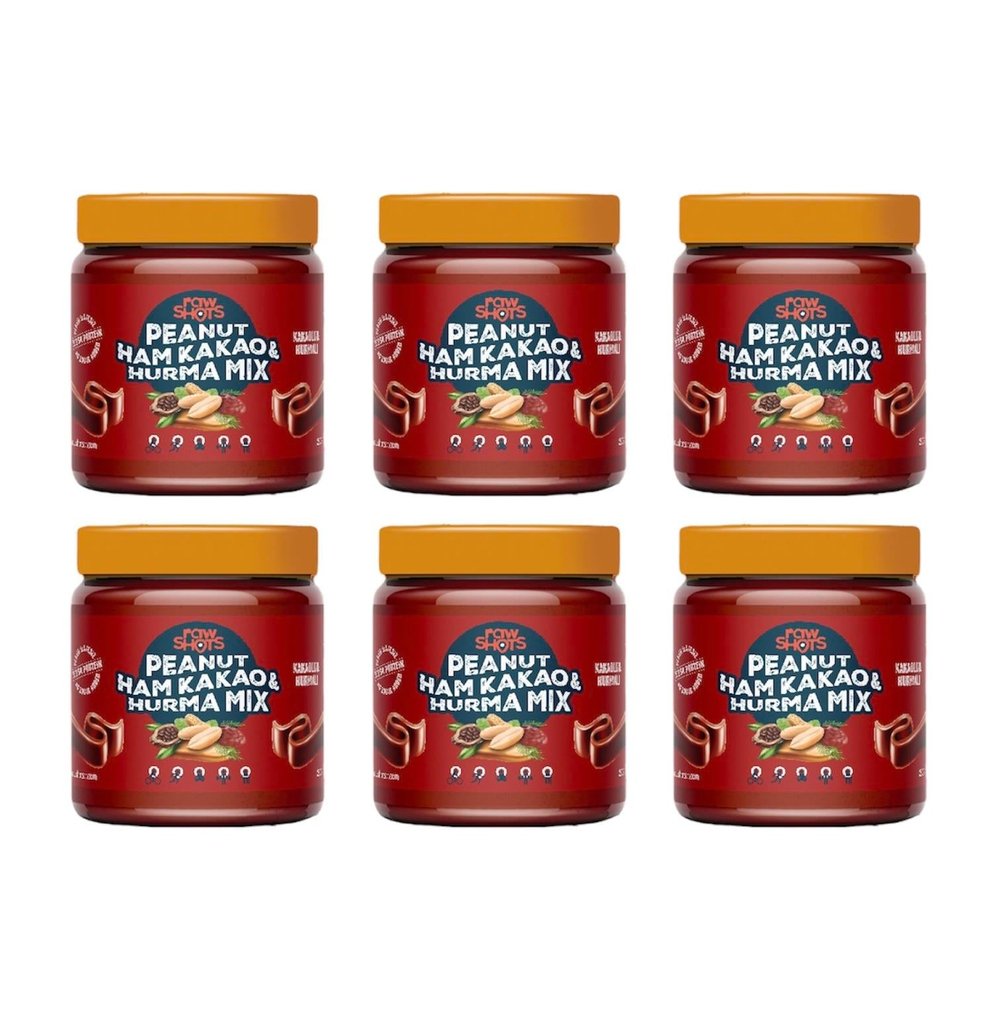 Sağlıklı AtıştırmalıkRawShots Kakaolu PeaNut Mini Box 6'lı Yer Fıstığı Ezmesi 40g x6