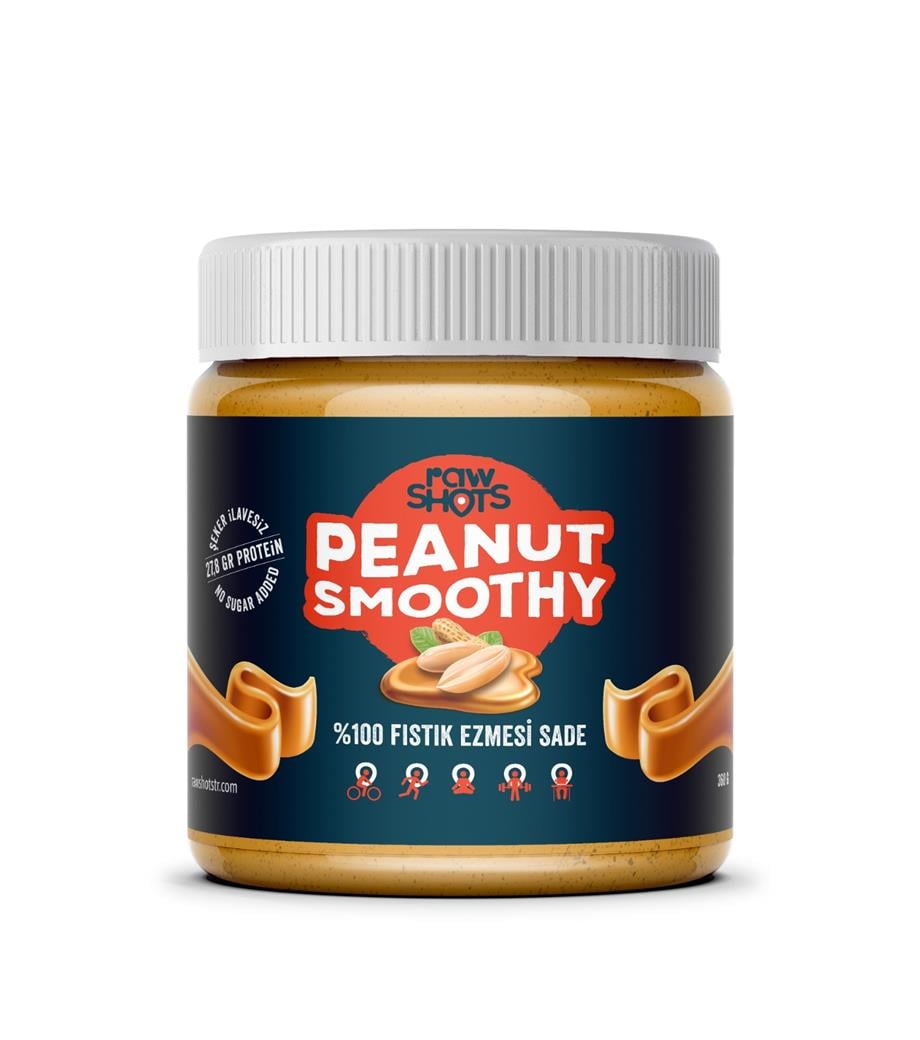 Sağlıklı AtıştırmalıkRawShots PeaNut Smoothy %100 Yer Fıstığı Ezmesi 360g