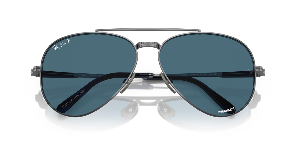 RAY-BAN 8225 AVIATOR TITANIUM 3142S2 58 MEN Güneş gözlükleri