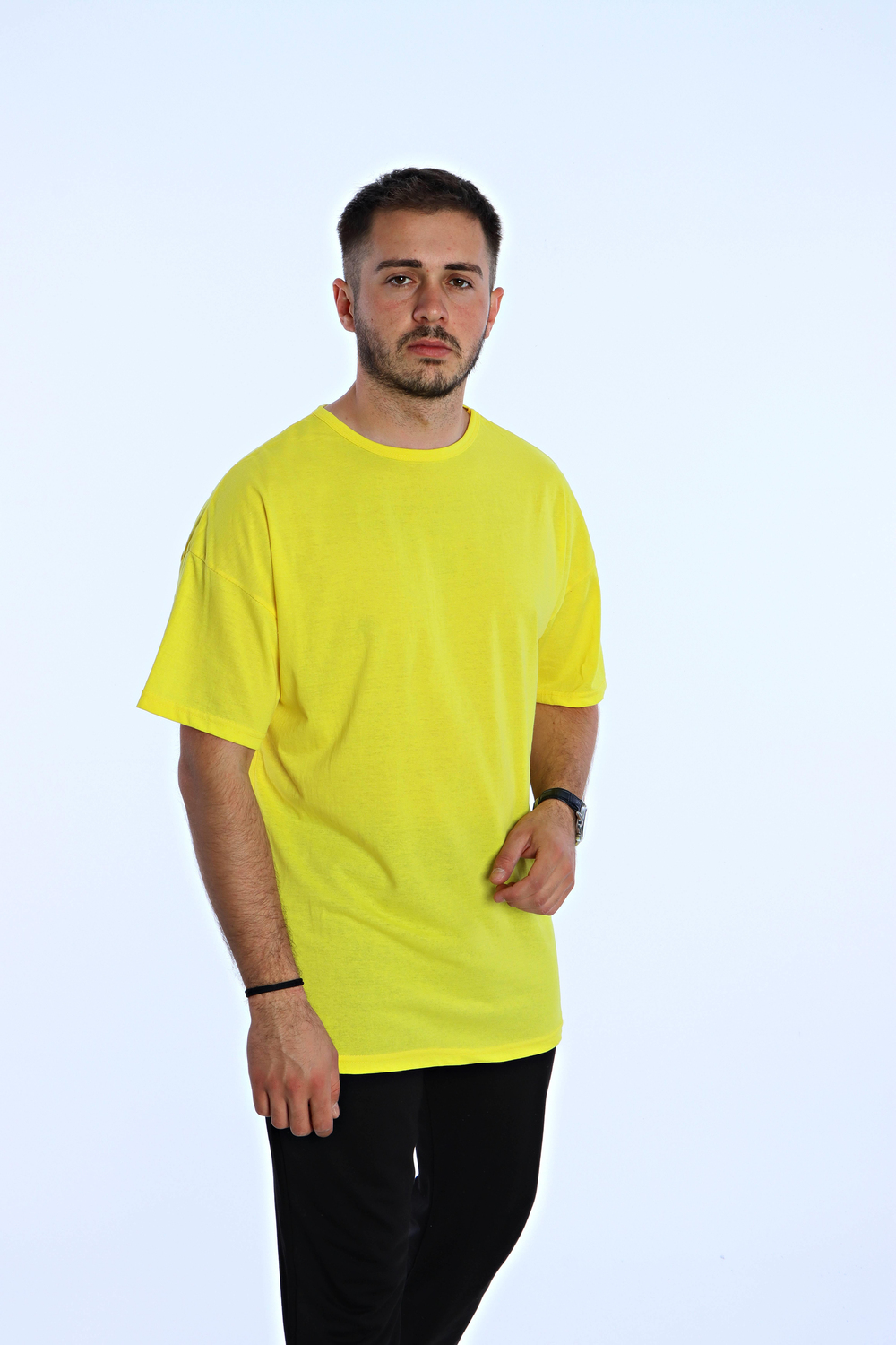 Düz Eko Oversize Tşört Sarı