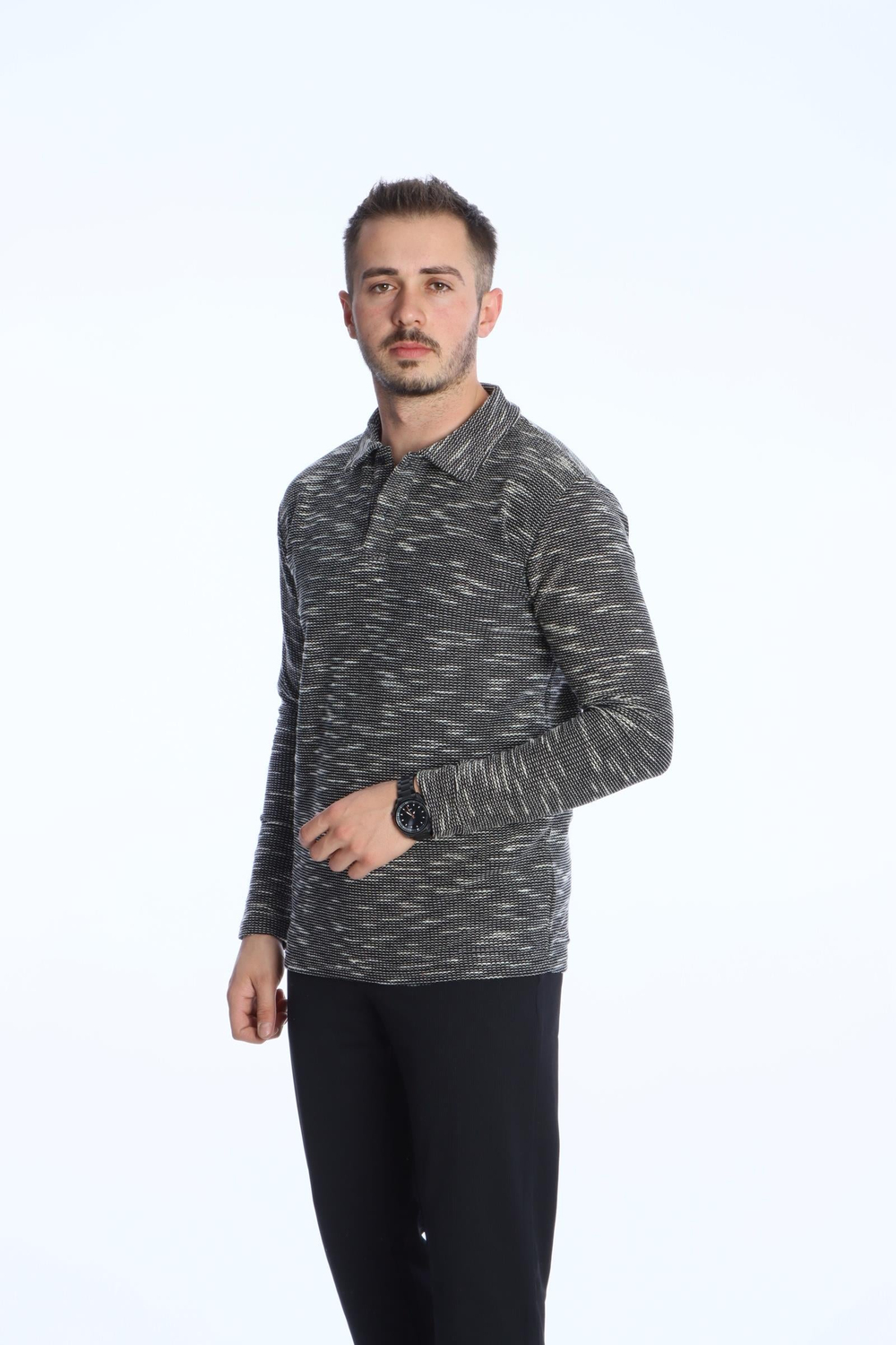 Scd Flamlı Yakalı Sade Sweat Haki