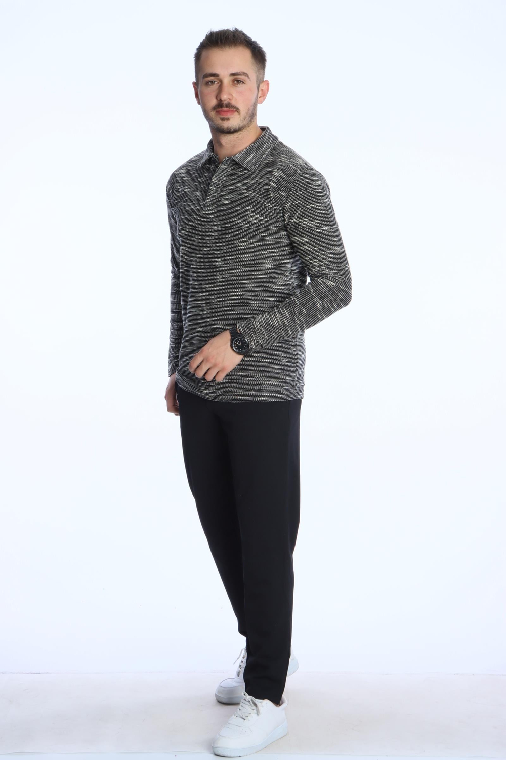 Scd Flamlı Yakalı Sade Sweat Haki