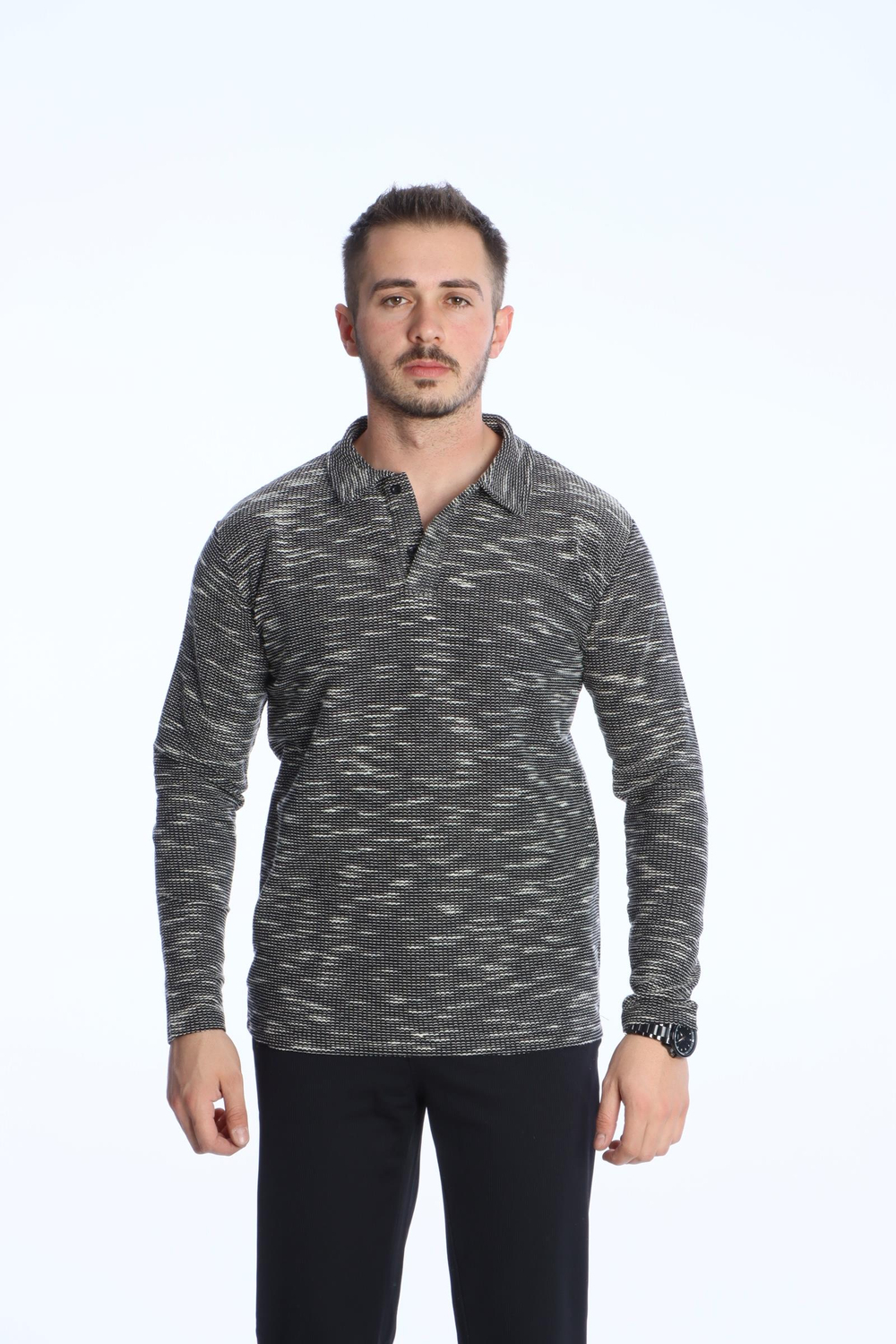 Scd Flamlı Yakalı Sade Sweat Haki