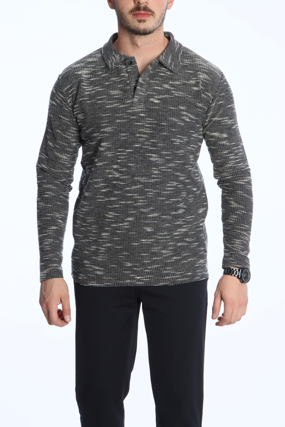 Scd Flamlı Yakalı Sade Sweat Haki