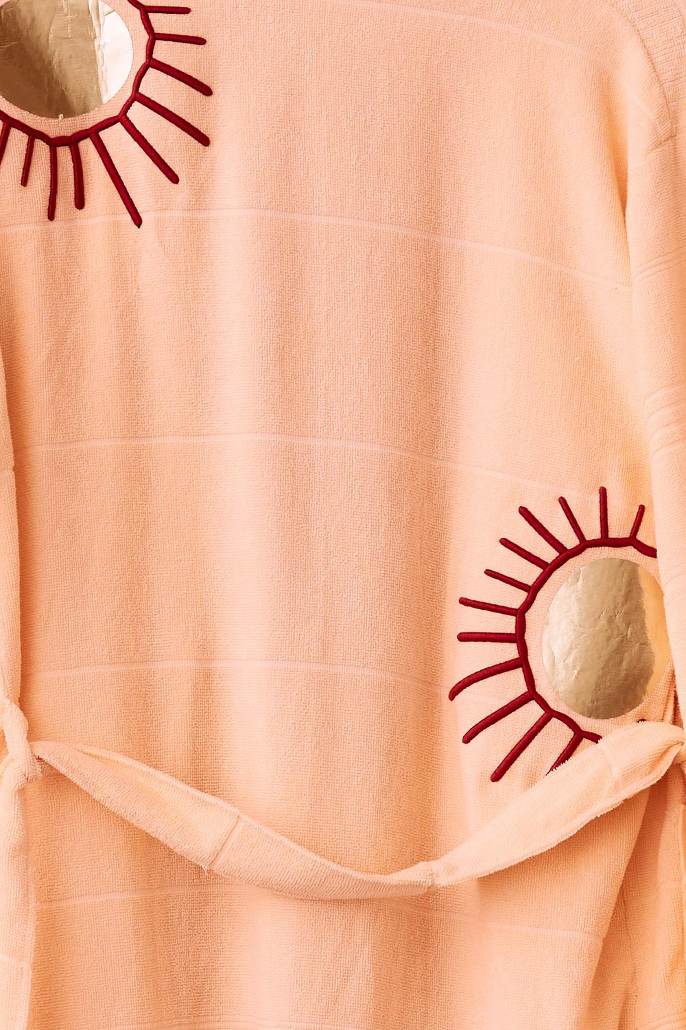 Kadın Pembe Renkli Güneş Detaylı Peştemal Bornoz