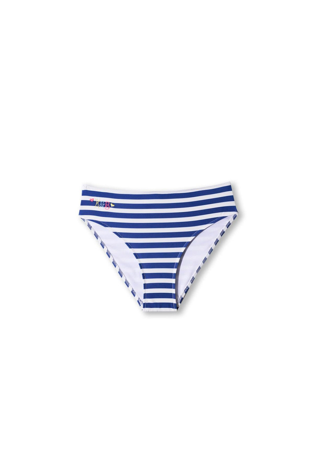 Kadın Mavi Beyaz Çizgili Aksesuarlı Bikini Altı