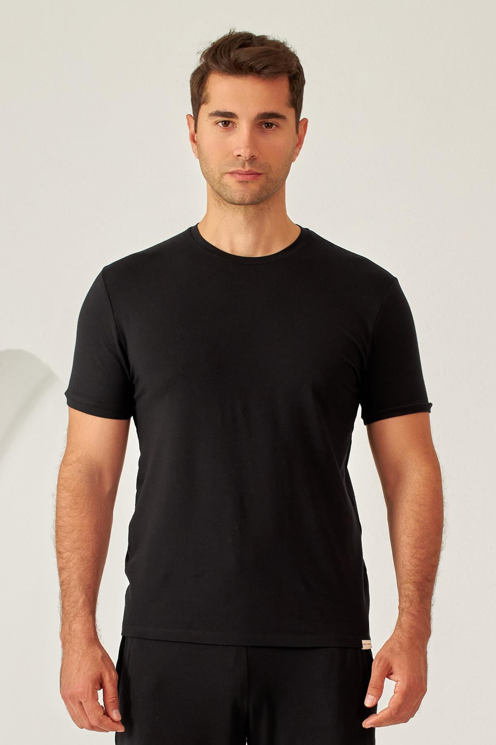 Erkek Siyah Renkli Bisiklet Yaka Tişört