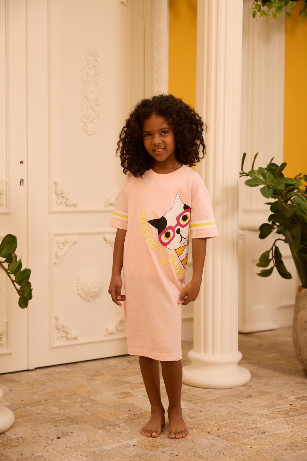 Girls Pink Colored Tunic Nightgown