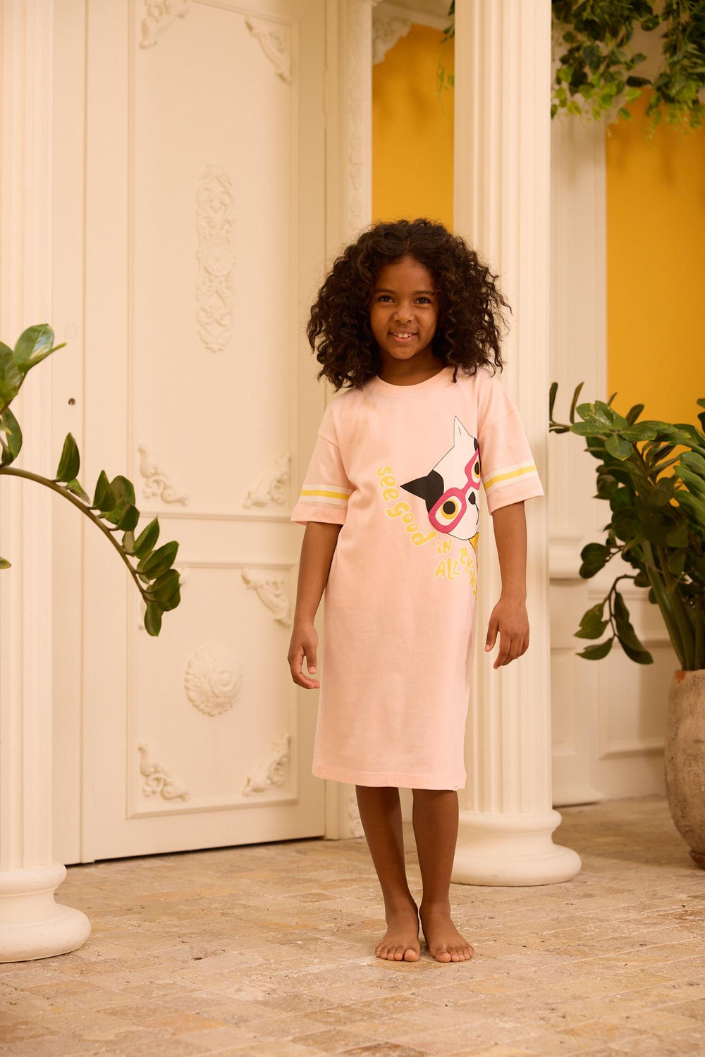 Girls Pink Colored Tunic Nightgown