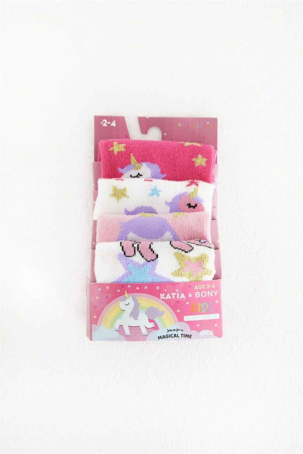 4 lü Paket Magical Time Kız Çocuk Patik Çorap Desenli