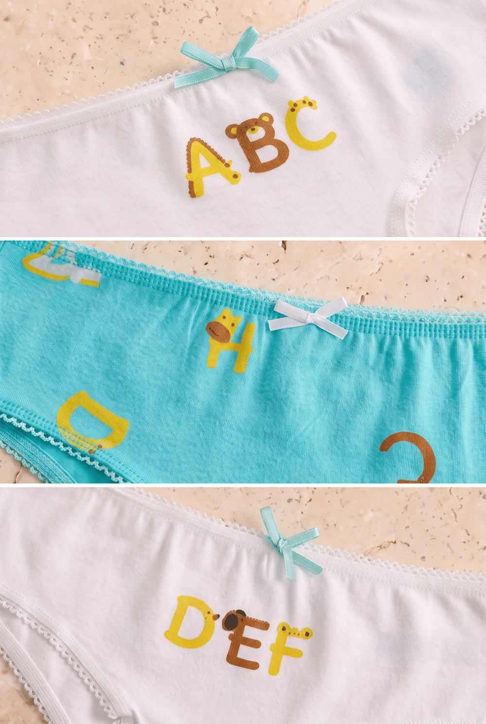  Kız Çocuk 3lü Paket Alfabe Slip