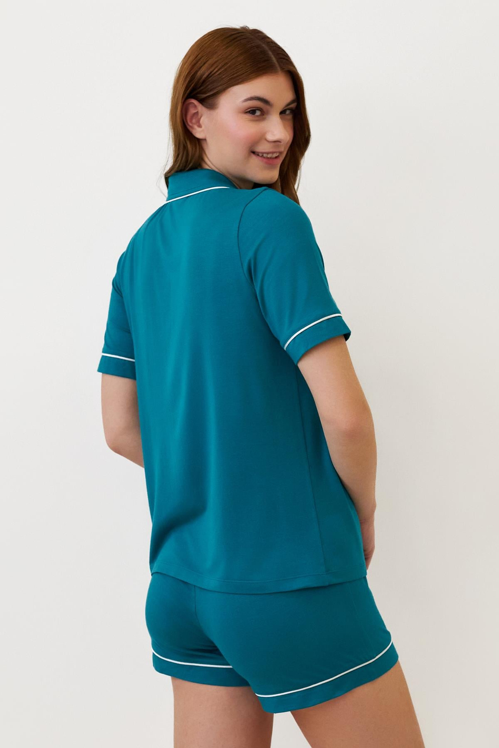 Womens Seageo Pocketed Shorts Pajama Set Green