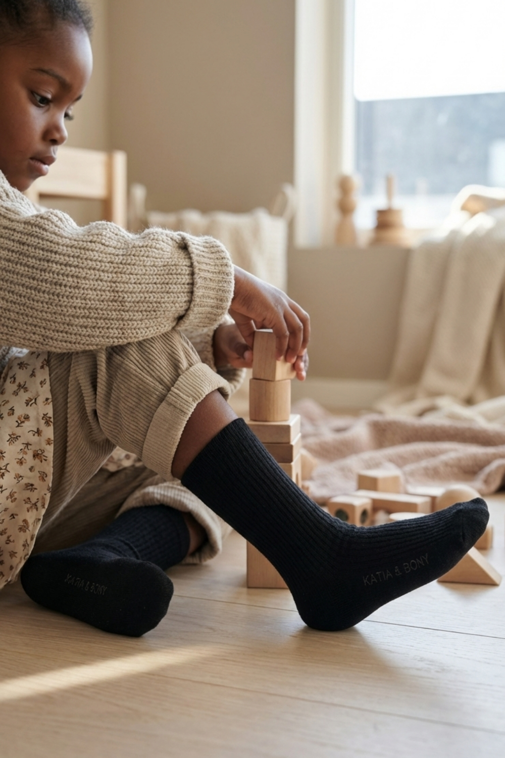 Basic Black Kids Socks