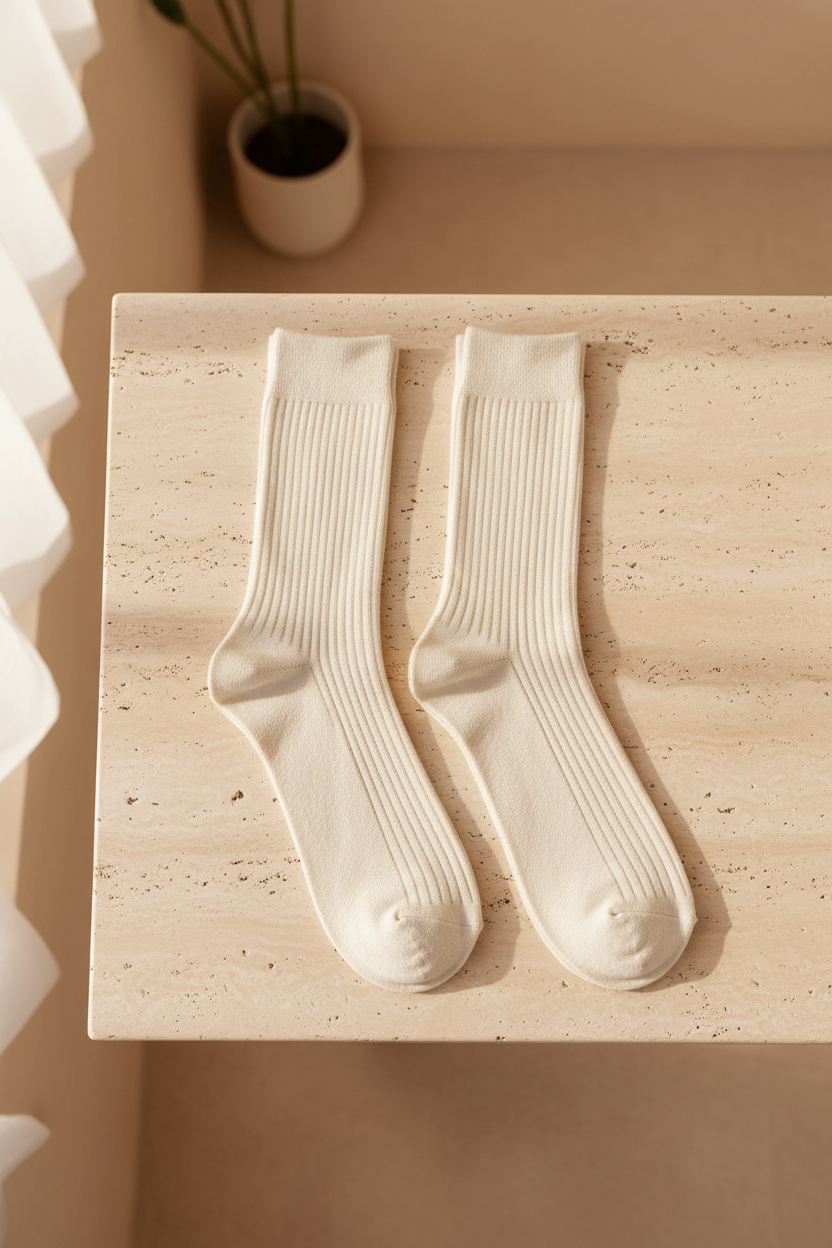 Unisex Basic Bej Soket Çorap