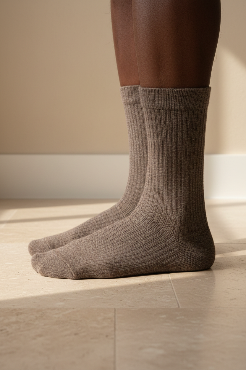 Unisex Basic Kahverengi Soket Çorap 