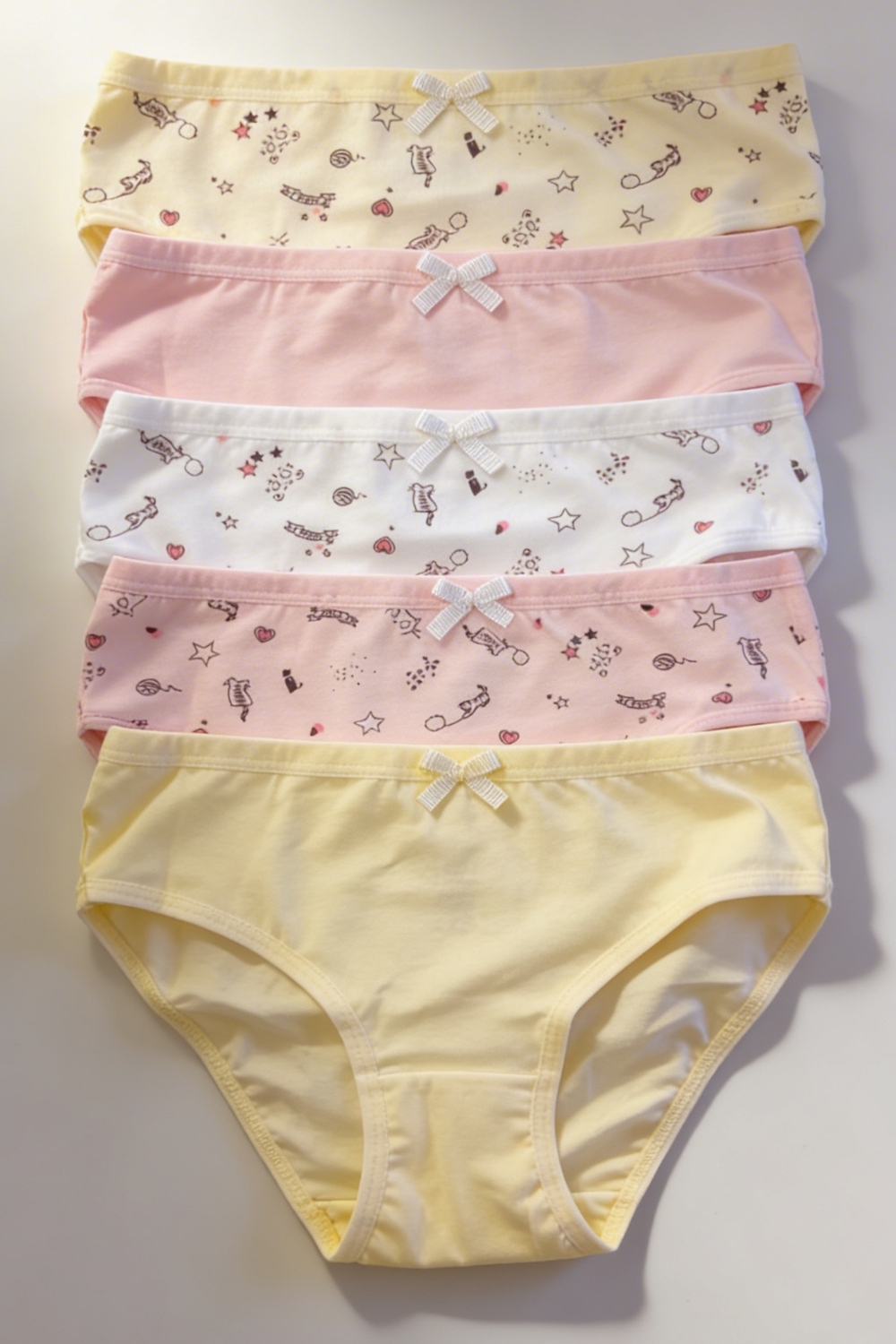 5li Paket Desenli Kız Çocuk Slip Çok Renkli