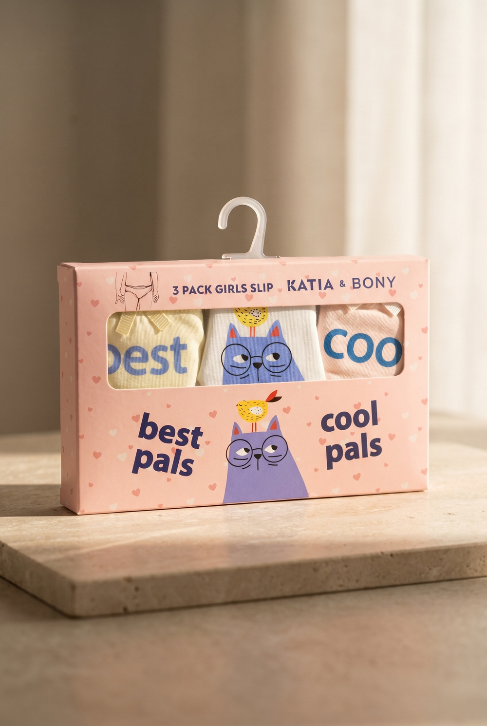 Kız Çocuk Kedi Baskılı Kutulu 3lü Slip