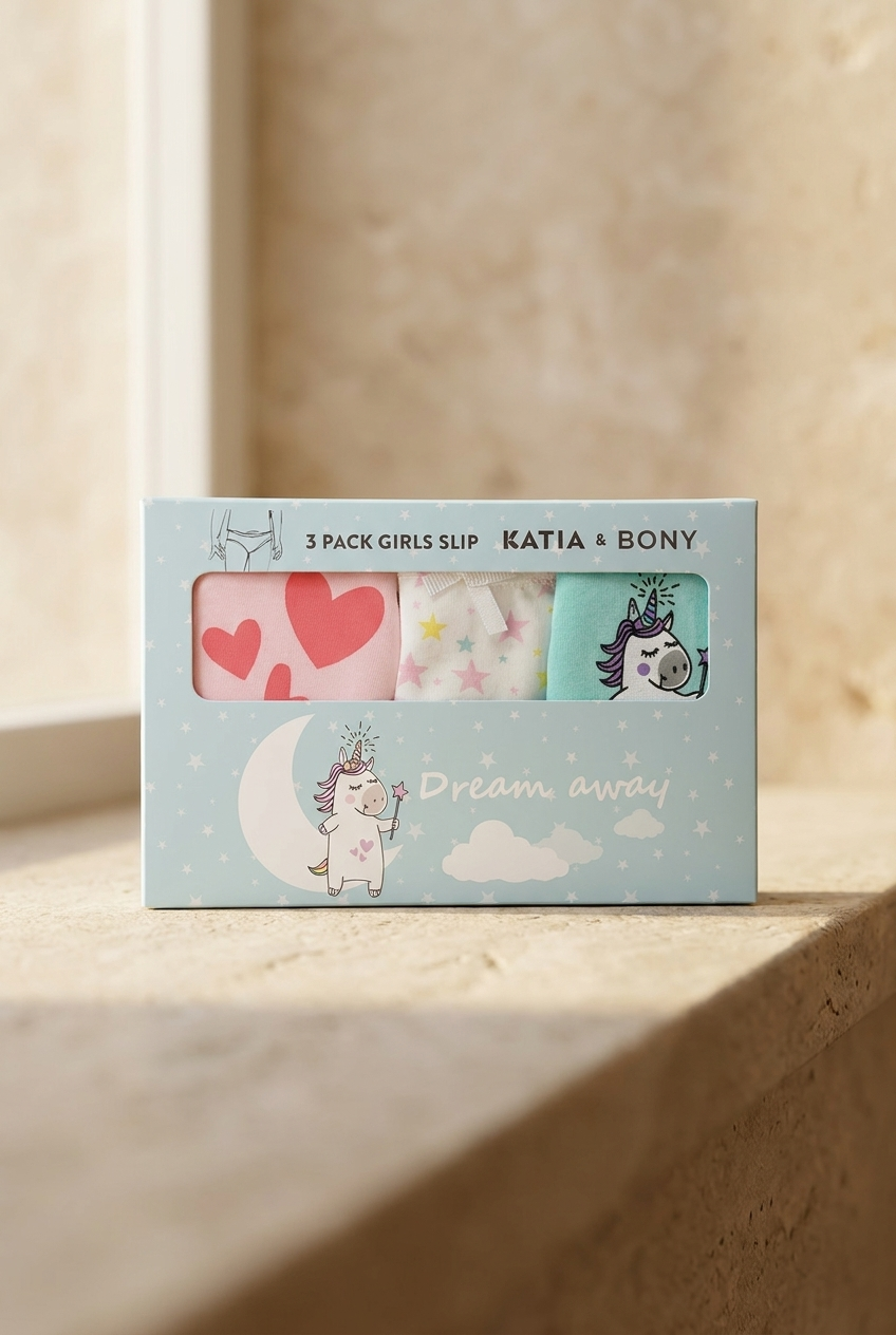 3Pck Patterned Gırls Slıp Wıth Box Green