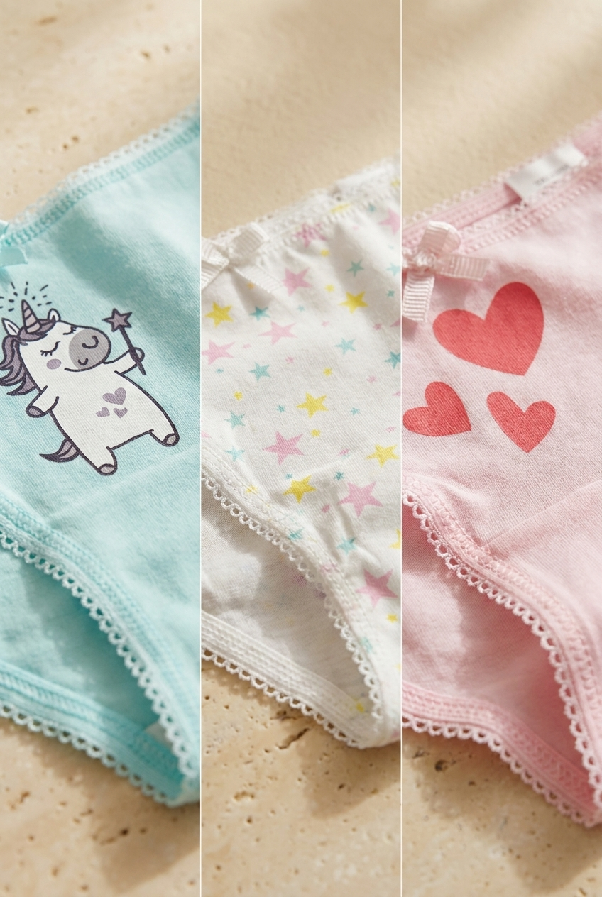 3Pck Patterned Gırls Slıp Wıth Box Green