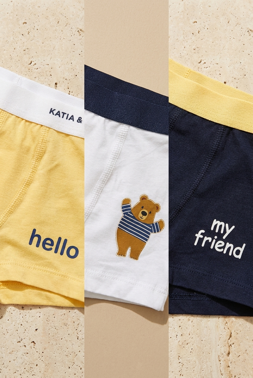 Erkek Çocuk 3lü Teddy Kutulu Boxer Sarı