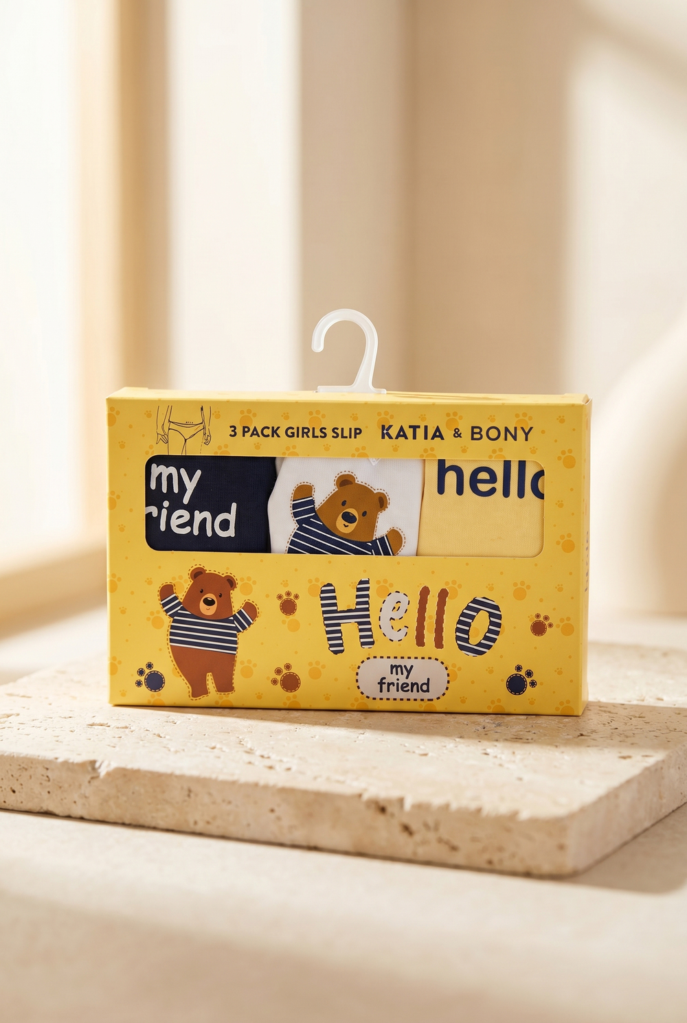 Kız Çocuk Teddy Baskılı Kutulu 3lü Slip