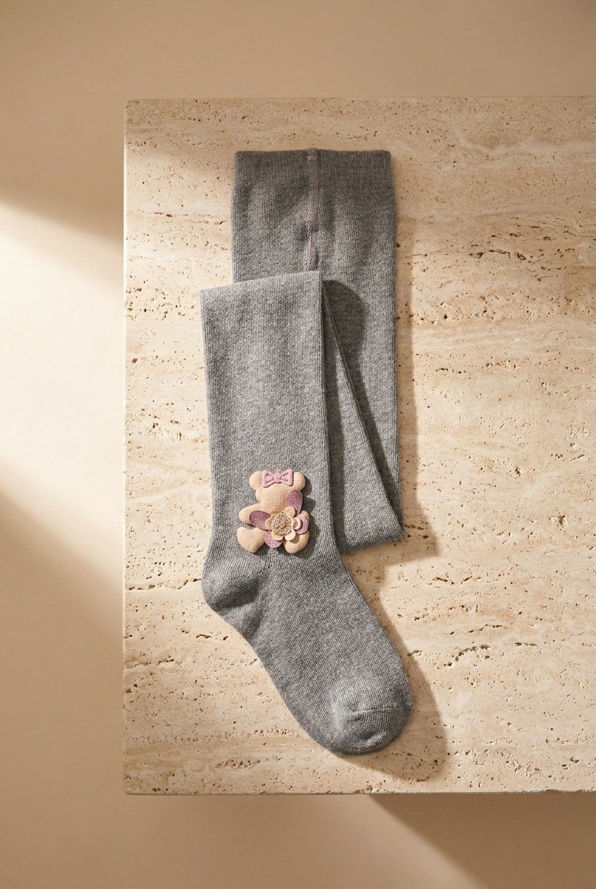 2 li Paket Fancy Bebek Külotlu Çorap Gri / Siyah